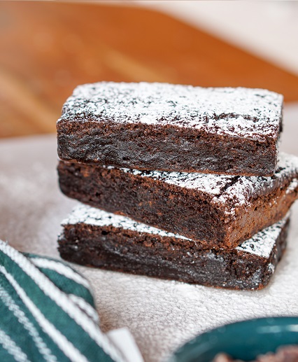 nzprotein brownie slices stacked